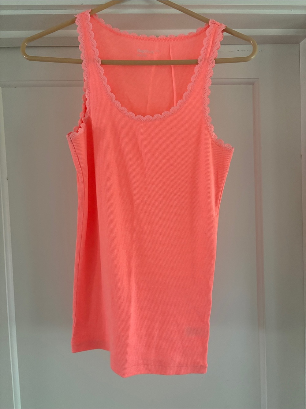 GAP Neon Coral Lace-Trim Tank